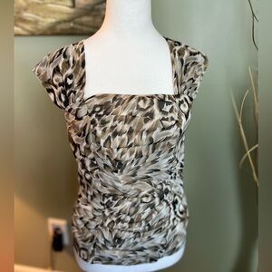 Libra brand sleeveless square neckline animal print blouse size S.
